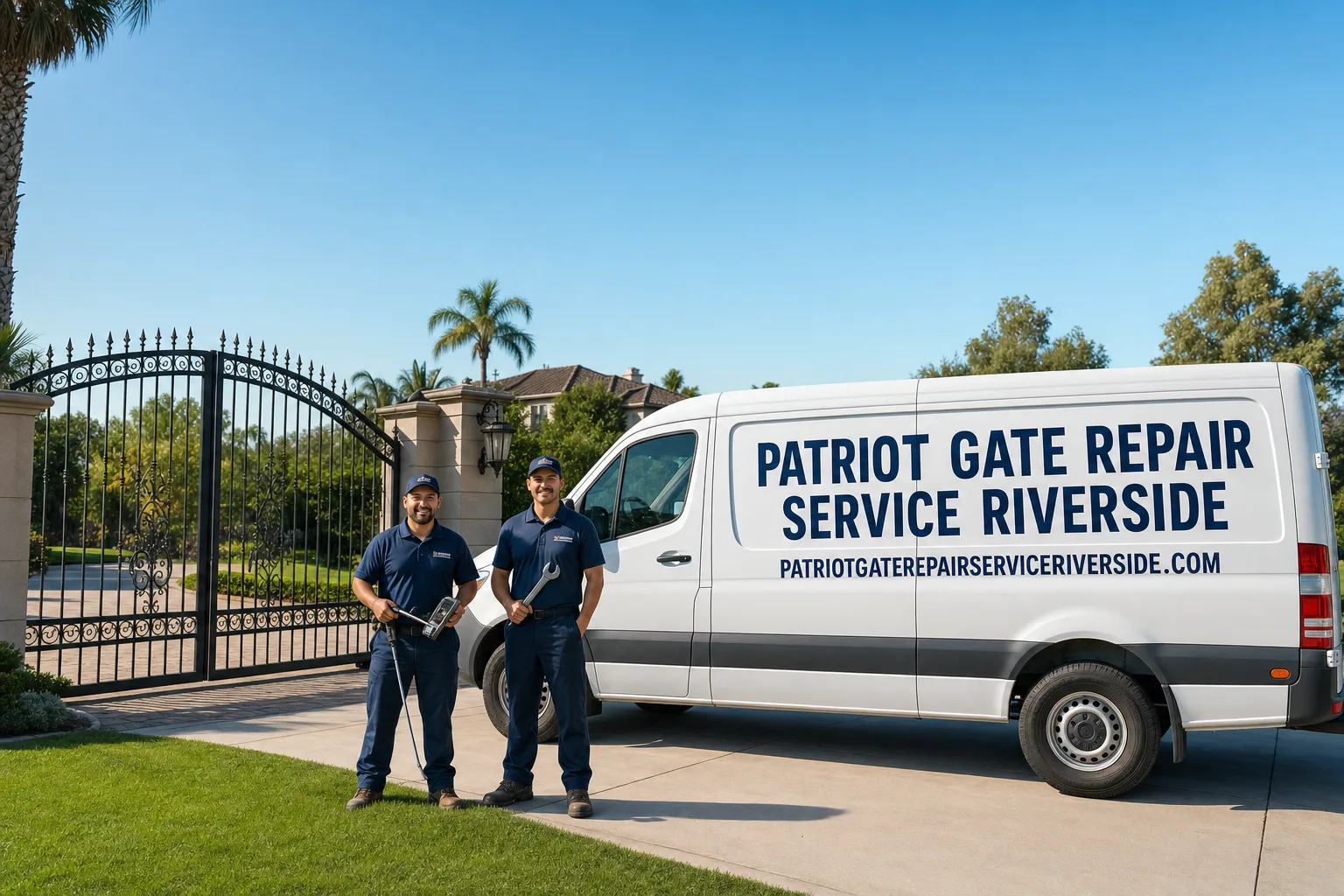 Patriot Gate Repair Service Riverside service vehicle and crew in Riverside, CA